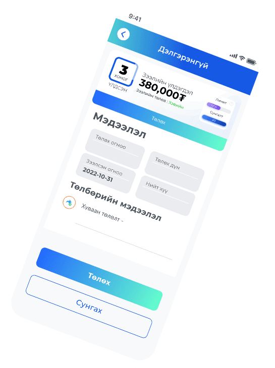 Unlock Finance аппликэйшны зээлийн дэлгэрэнгүй дэлгэц